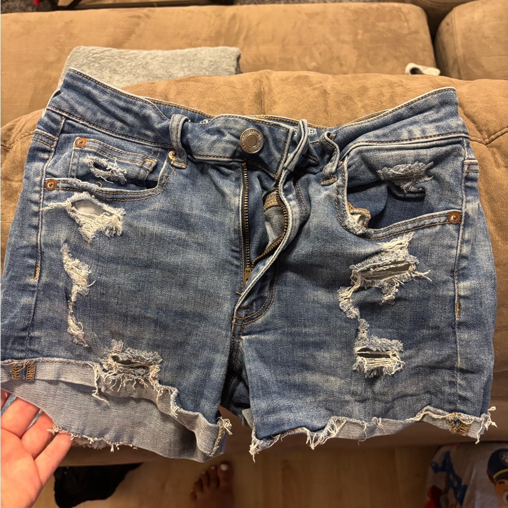 American Eagle Outfitters Ripped Blue Jean Shorts